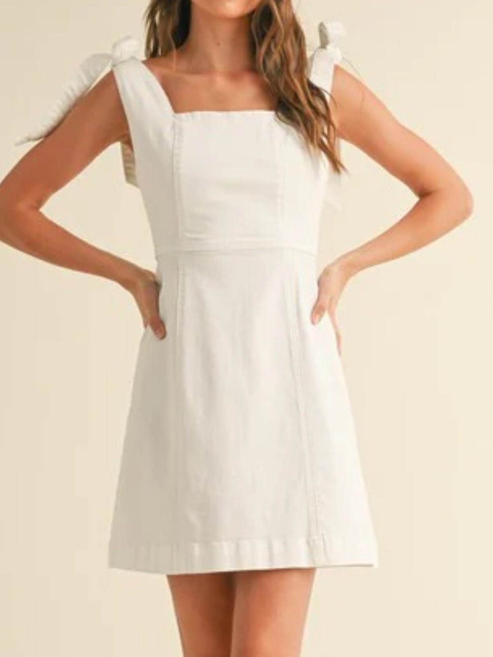 White Tie-Shoulder Mini Dress